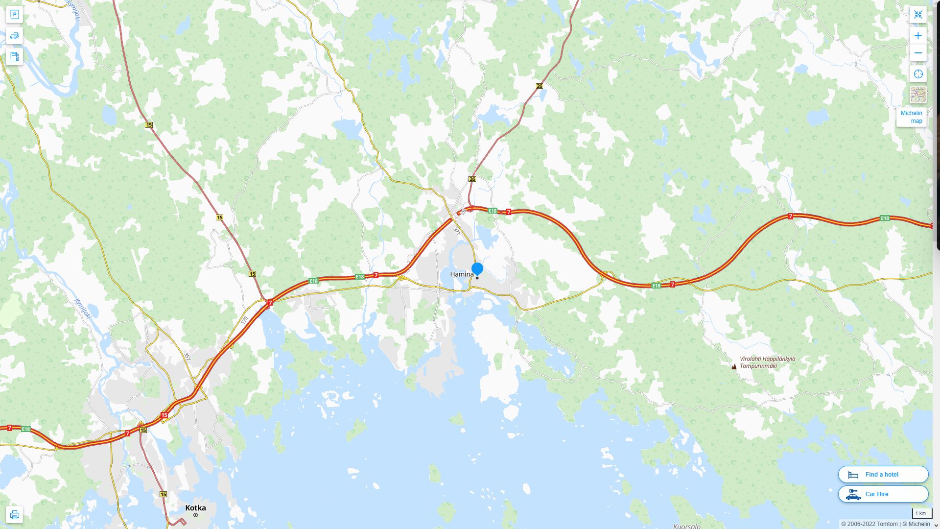 Hamina Highway and Road Map